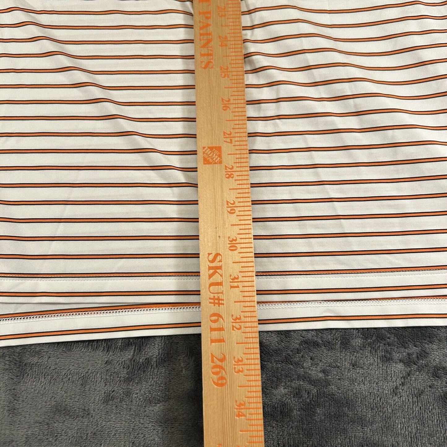 RLX Ralph Lauren Polo Shirt Mens Large White Orange Striped Short Sleeve Golf