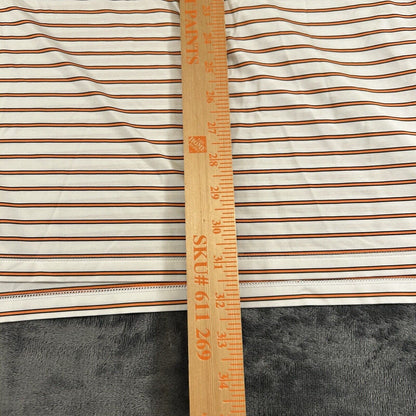 RLX Ralph Lauren Polo Shirt Mens Large White Orange Striped Short Sleeve Golf