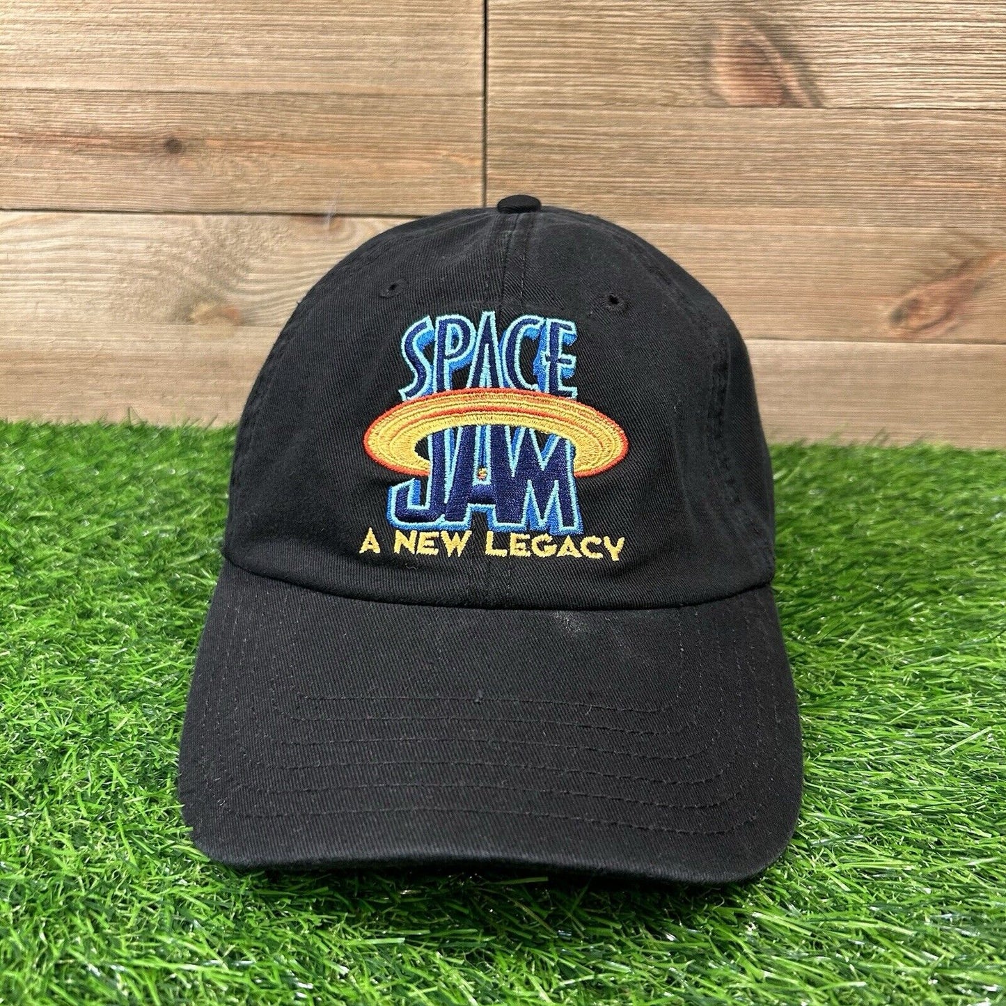 Space Jam Hat Cap Mens Black Strapback Golf Cartoon Adjustable Logo Warner Bros