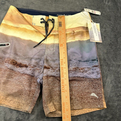 Tommy Bahama Board Shorts Mens 32" Yellow Blue Molokai Sunset Break Swim NEW