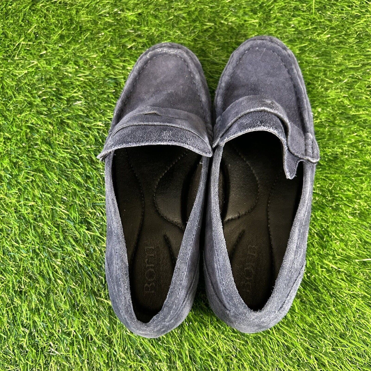 Born Malena Loafer Womens 6.5 M Blue Suede Leather Shoes Slip On Casual Comfort