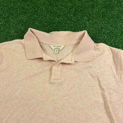 Banana Republic Performance Polo Shirt Mens Medium Pink Short Sleeve Golf Luxe