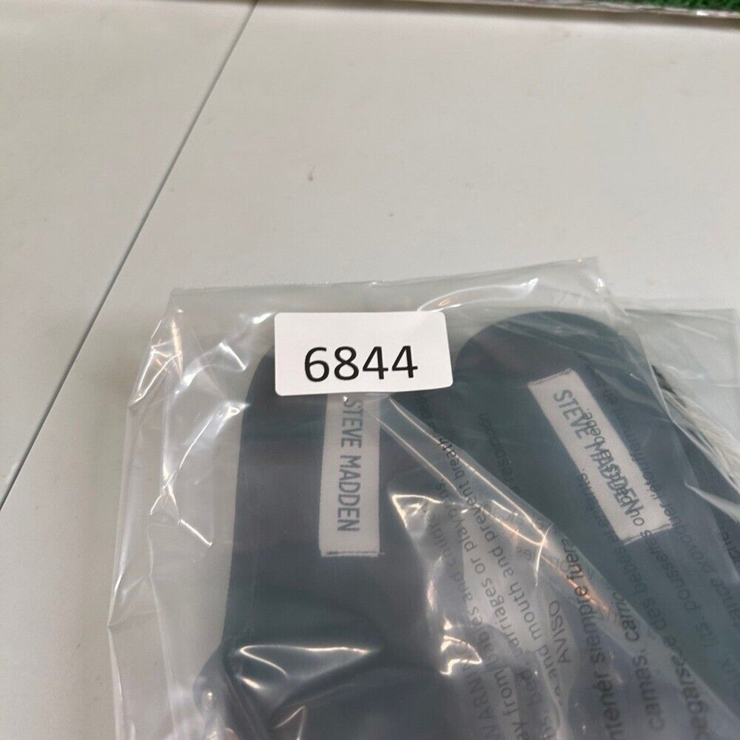 Steve Madden Edged Chain Embellished Slide Sandals Black 3 Strap Womens 7.5