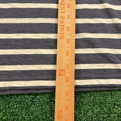 Banana Republic Polo Shirt Mens Large Blue/Gray White Striped Short Sleeve Golf