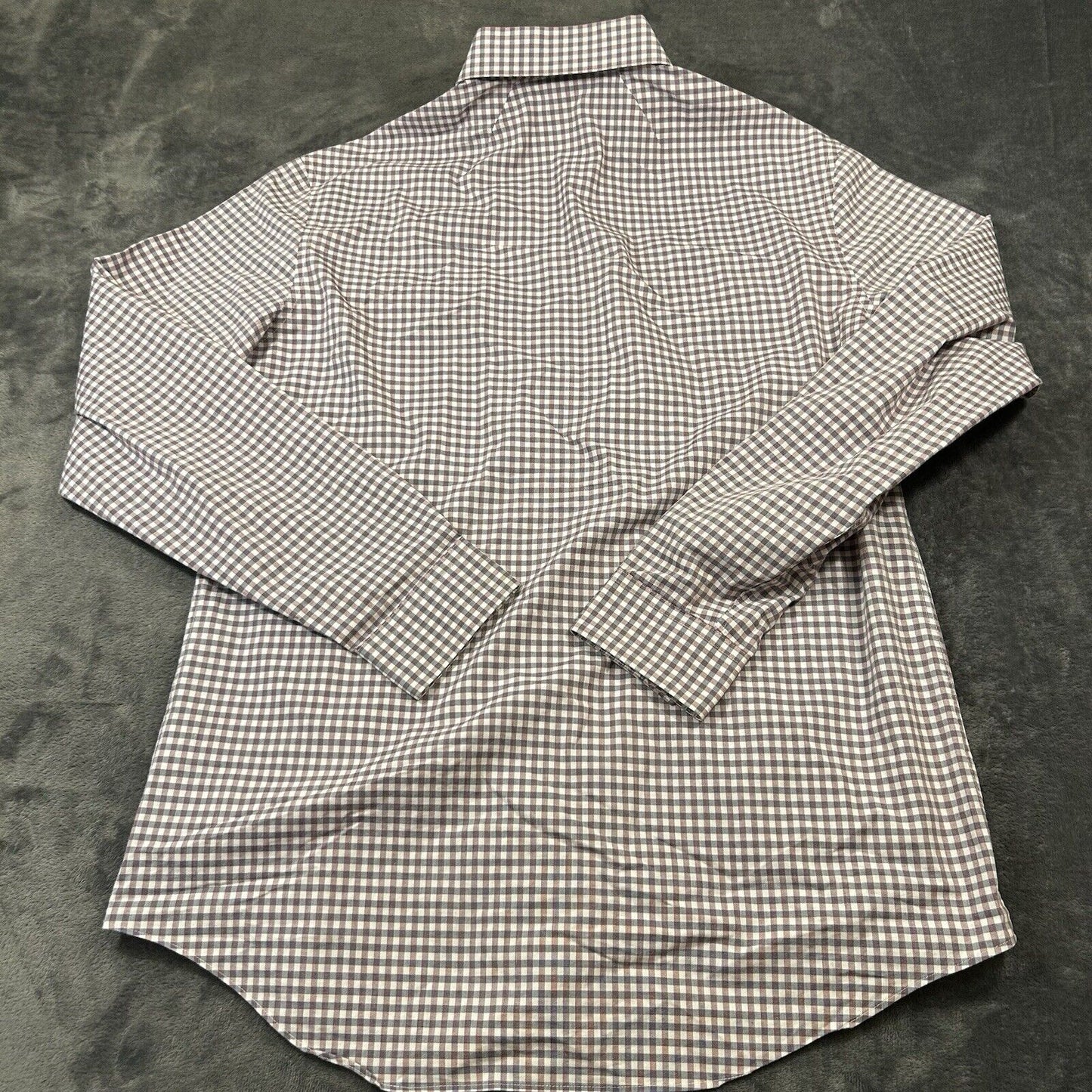 Kenneth Cole Dress Shirt Mens 16 34/35 Purple Blue Check Button Up Slim Fit