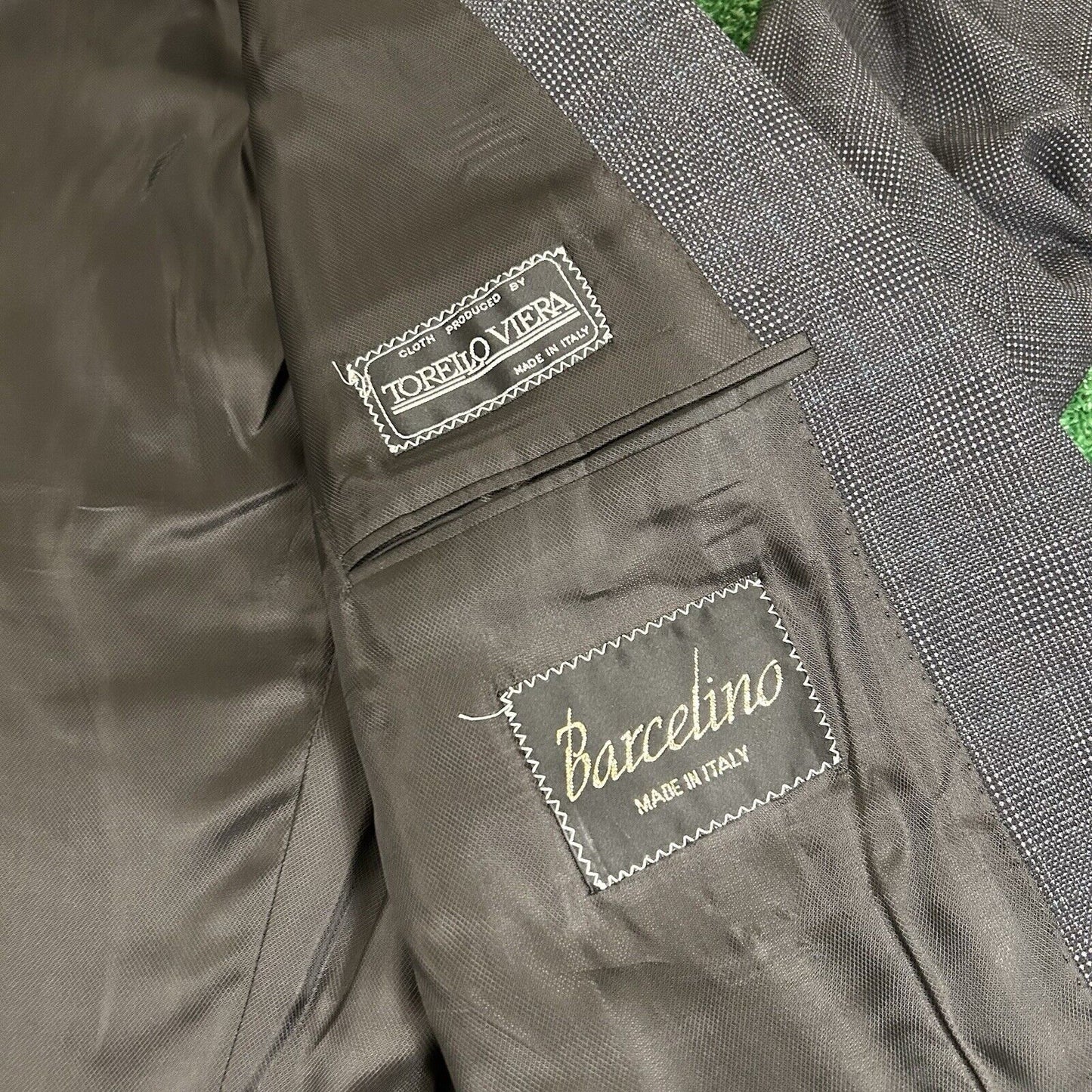 Lubiam Blazer Jacket Mens 43 Black Gray Wool Made Italy Sport Coat Work Formal