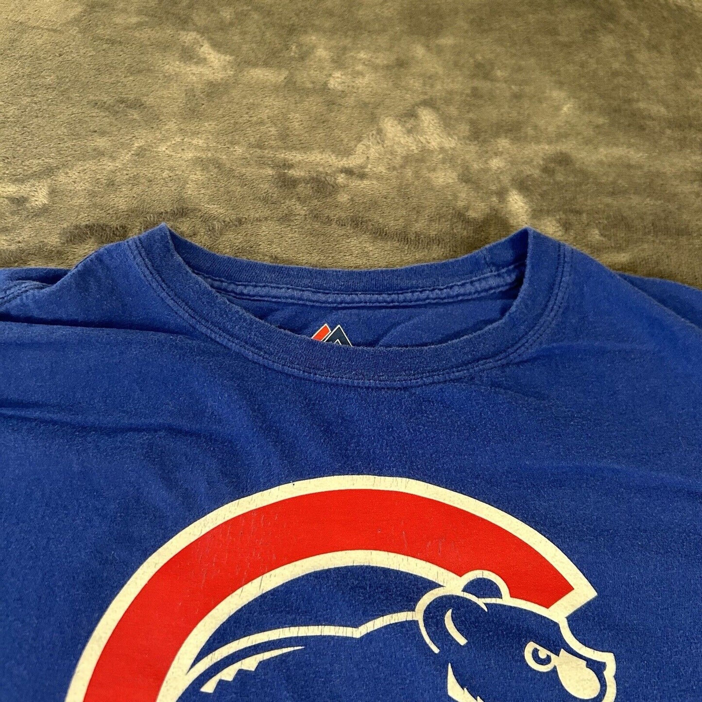 Chicago Cubs Shirt Mens XXL 2XL Blue Red Short Sleeve Baez MLB Baseball Majestic