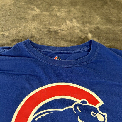 Chicago Cubs Shirt Mens XXL 2XL Blue Red Short Sleeve Baez MLB Baseball Majestic