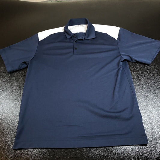 Nike Golf Polo Shirt Mens Large Navy White Dri-Fit Athletic Comfort Short Sleeve