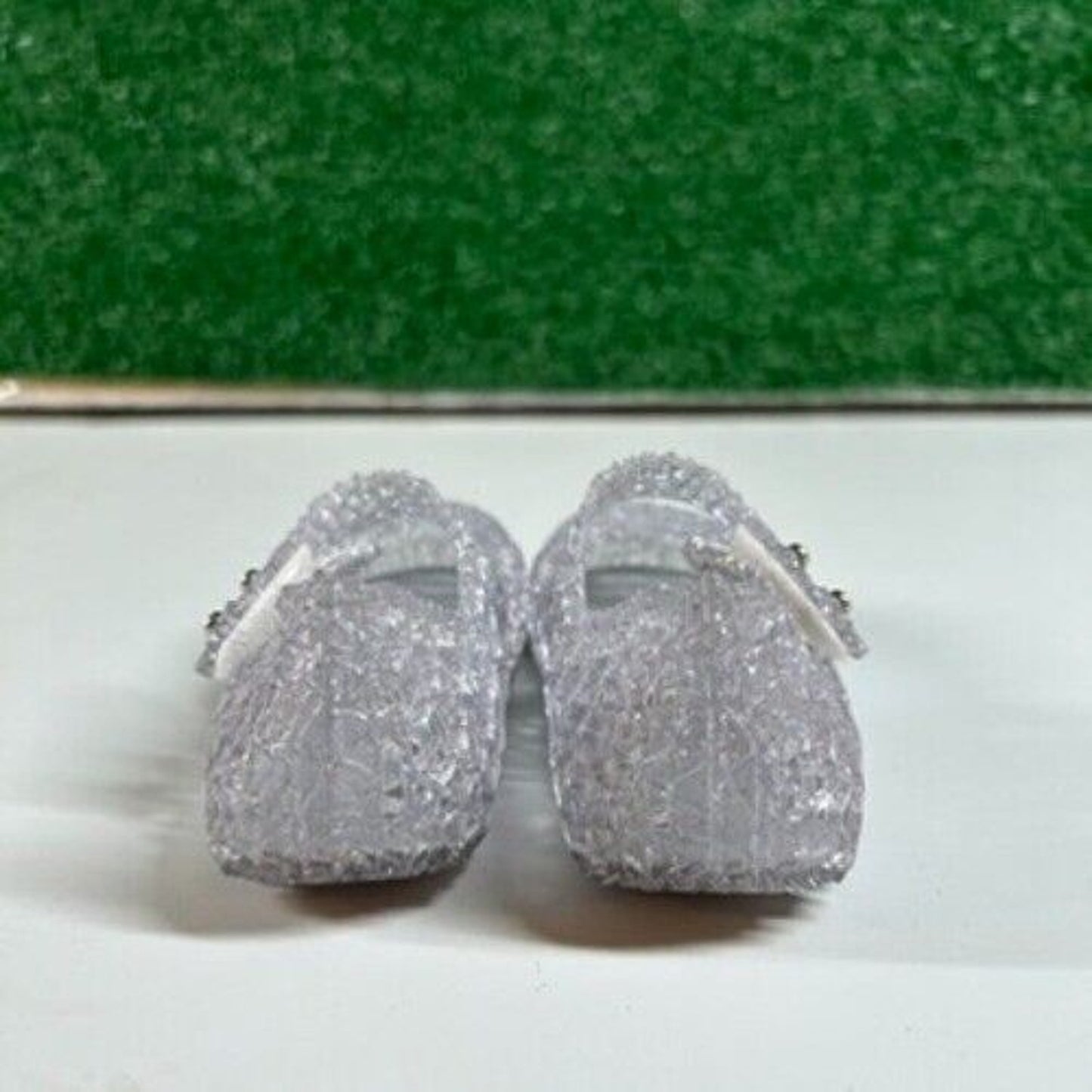 Mini Melissa Campana Glitter Jelly Shoes Silver Sparkle Clear Flats Toddler 6C