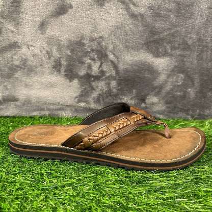 Clarks Fenner Nerice Sandals Womens 10 M Brown Leather Flip Flops Casual Comfort