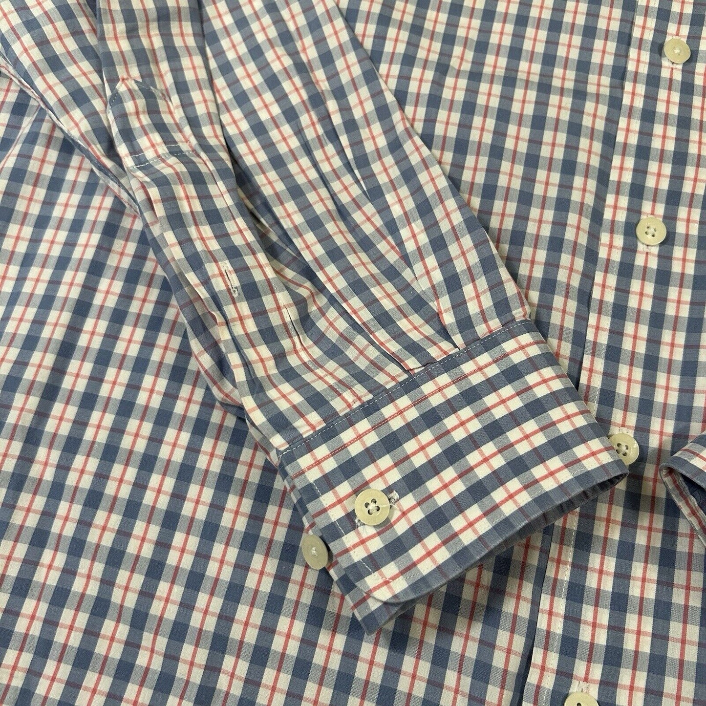 Fairway Greene Shirt Mens Large Blue White Red Check Button Up Long Sleeve Golf