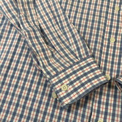 Fairway Greene Shirt Mens Large Blue White Red Check Button Up Long Sleeve Golf