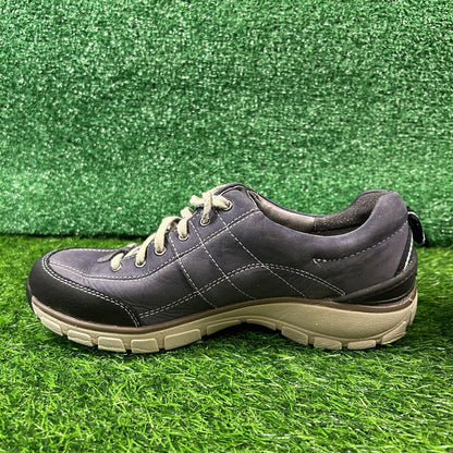 Clarks Wave Walk Womens 8.5 N Blue Beige Leather Shoes Sneakers Hiking Outdoor