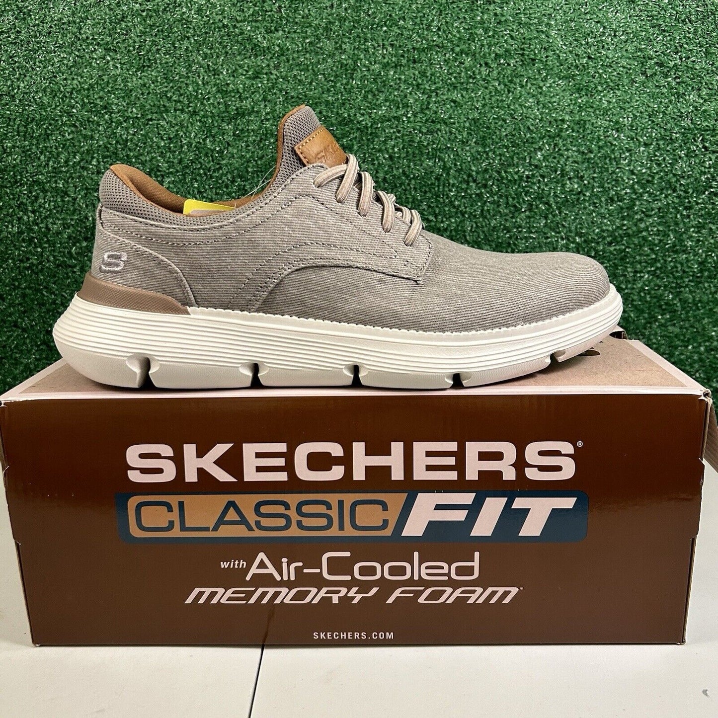 Skechers Garza Romano Mens 8 Light Brown Shoes Sneaker Athletic Comfort NEW