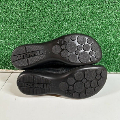 Romika Slip On Clogs Comfort Work Shoes Black Leather Loafer Womens 6-6.5 / 37EU