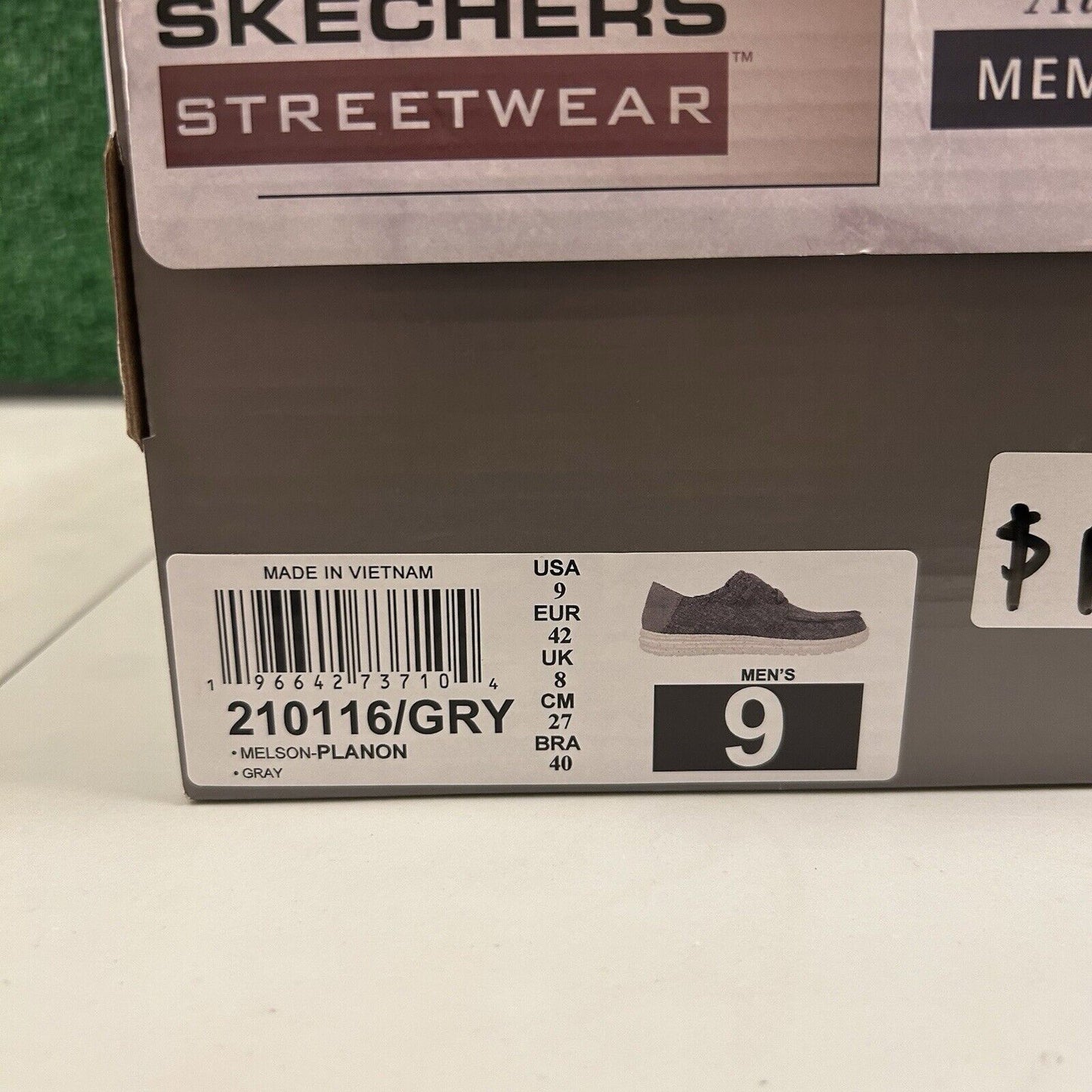 Skechers Melson Planon Mens 9 Gray Shoes Loafers Walking Comfort Slip On NEW