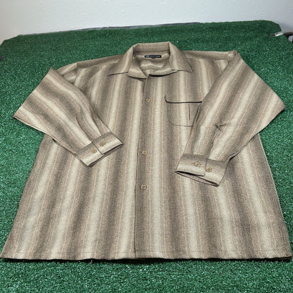 Montique Mens Button Down Brown Long Sleeve Polyester Dress Shirt Extra Large
