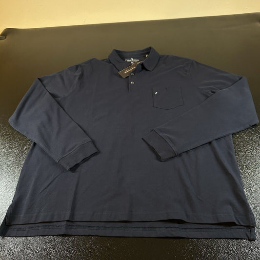 Tailor Vintage Polo Shirt Mens XXL 2XL Navy Stretch Preppy Golf Long Sleeve New