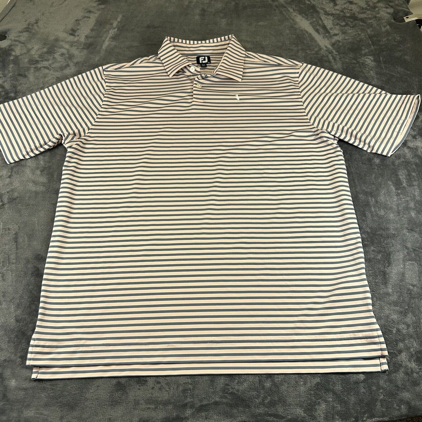 FootJoy Polo Shirt Mens Extra Large Gray Pink Striped Short Sleeve Casual Golf