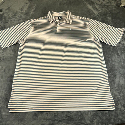 FootJoy Polo Shirt Mens Extra Large Gray Pink Striped Short Sleeve Casual Golf