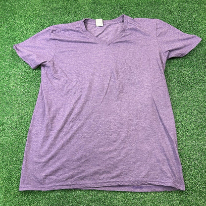 Gildan Softstlye Shirt Mens Medium Purple Short Sleeve V-neck Casual Ring Spun