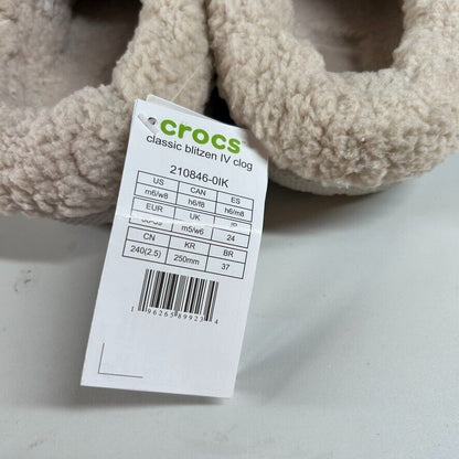 Crocs Classic Blitzen IV Lined Clog Fuzzy Fur Slip On Comfort Beige Womens 8 New