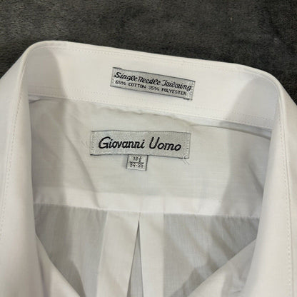 Giovanni Uomo Dress Shirt Mens 18.5 34/35 White Button Up Long Sleeve Formal