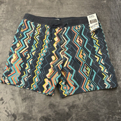 Billabong Board Shorts Men XXL 2XL 38" Blue Black Striped Drawstring Boardie NEW