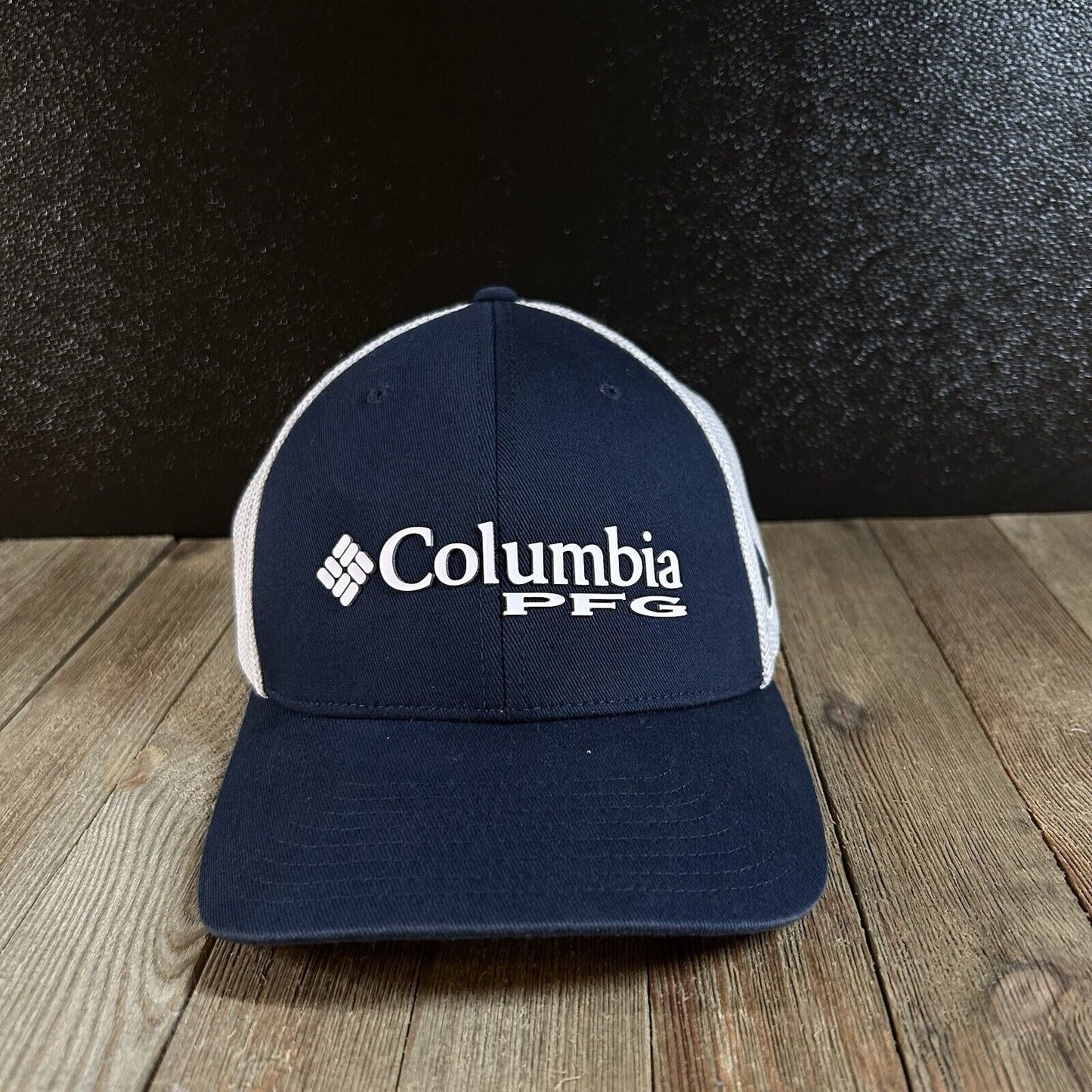 Columbia PFG Baseball Hat Cap Mens Large / Extra Large Navy White Fish Outdoor