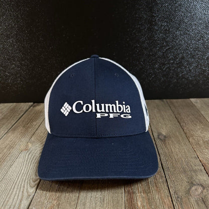 Columbia PFG Baseball Hat Cap Mens Large / Extra Large Navy White Fish Outdoor