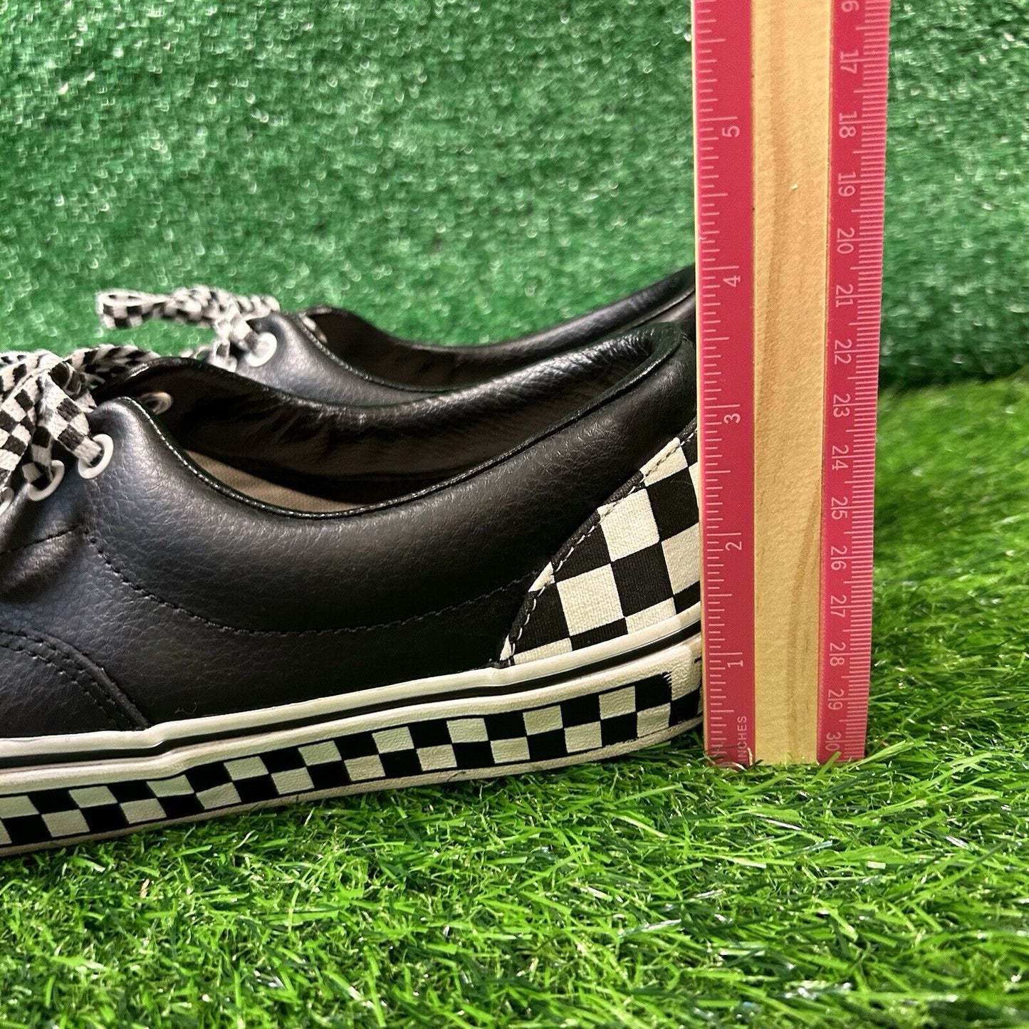 Vans Checkerboard Mens 10.5 M Black White Shoes Sneakers Leather Skateboarding