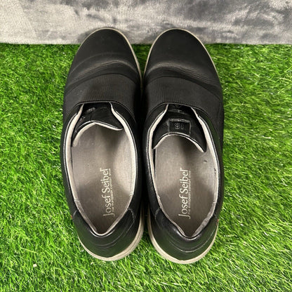 Josef Seibel Damen Womens 9 Black Leather Shoes Sneakers Casual Slip On Fashion