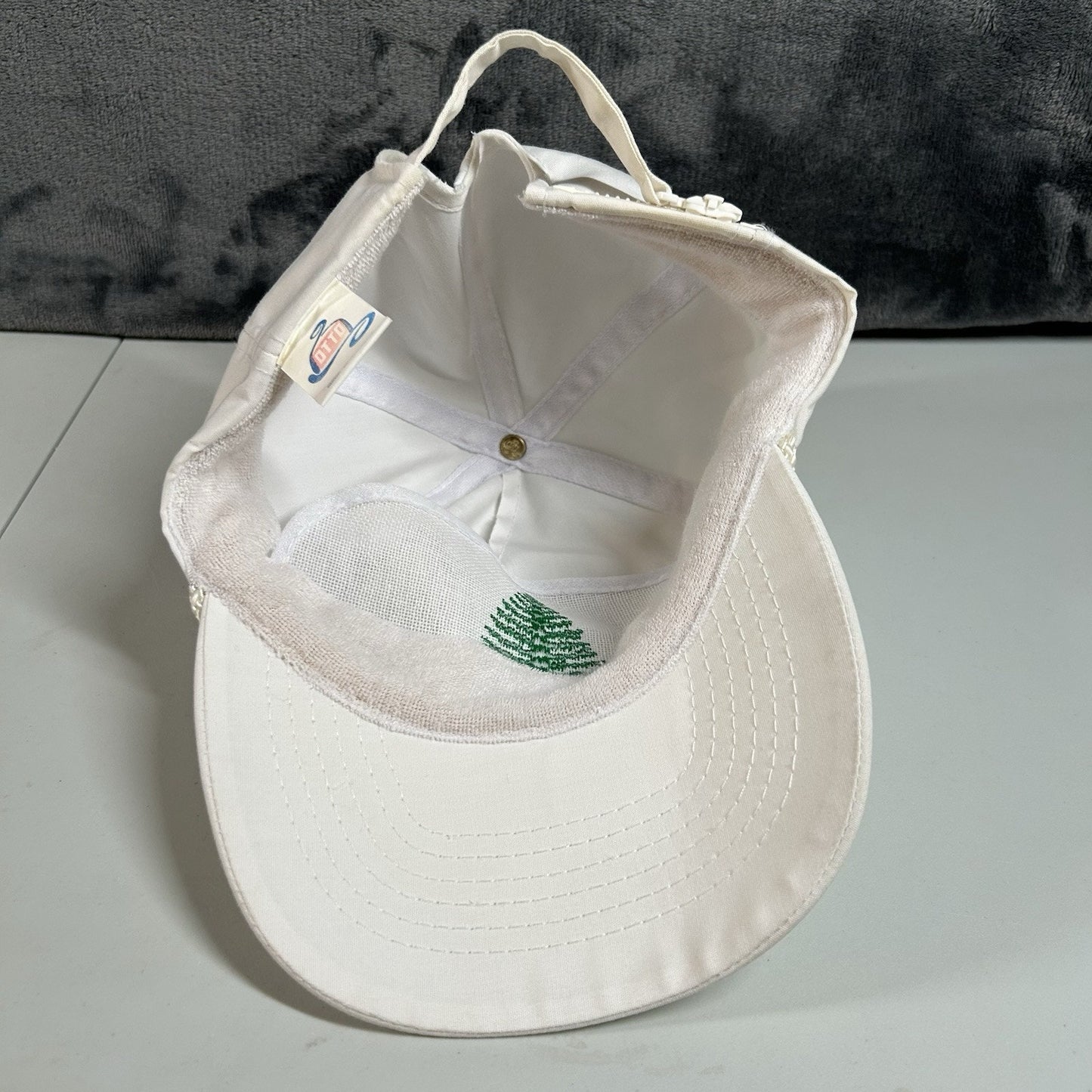 Vintage Potlatch Hat Cap Mens Strap Back White Green Rope Otto Cap Adjustable