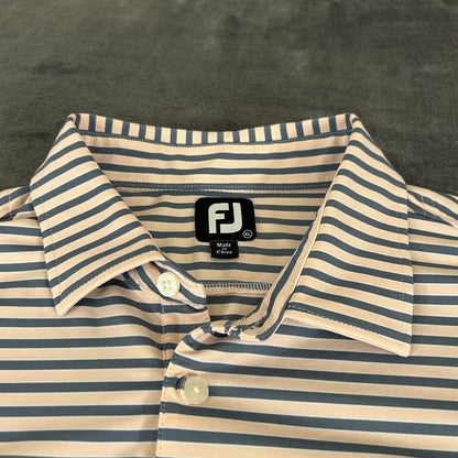 FootJoy Polo Shirt Mens Extra Large Gray Pink Striped Short Sleeve Casual Golf