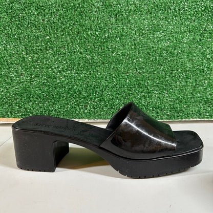 Steve Madden Harlin Platform Sandals Block Heel Slide On Mule Black Womens 9