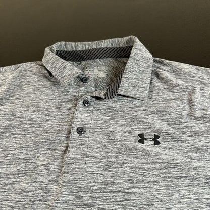 Under Armour Golf Polo Shirt Mens XXL 2XL Gray Athletic Heatgear Short Sleeve