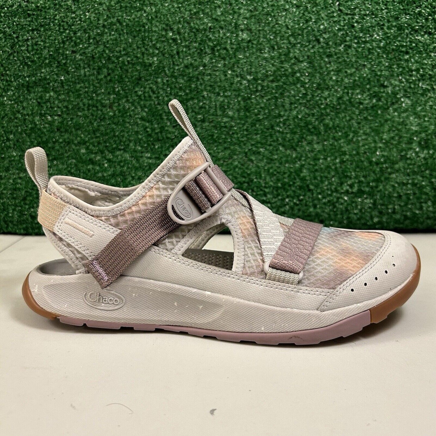 Chaco Odyssey All Terrain Sandals Women 9-9.5 Gray Purple Hiking Outdoor Comfort