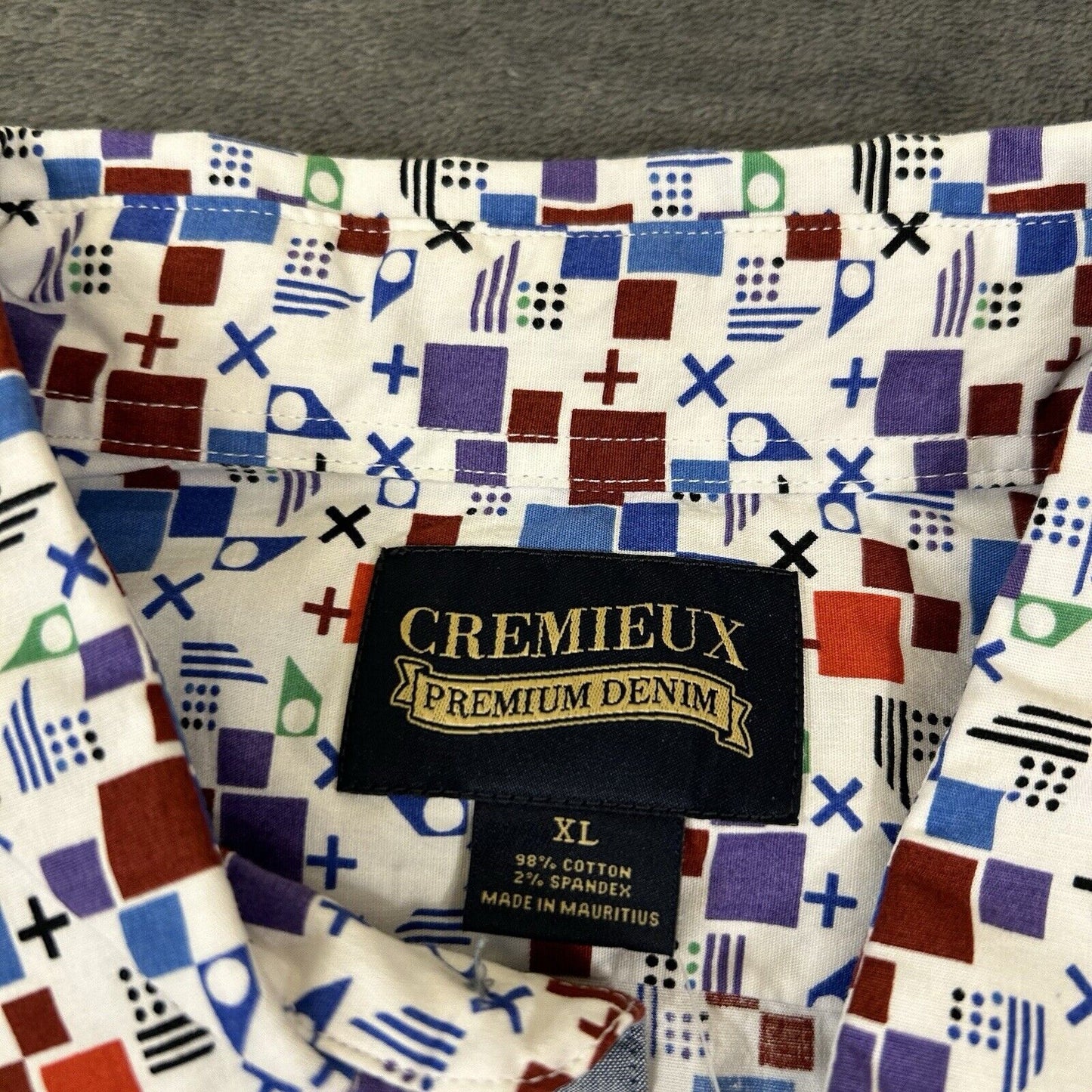 Cremieux Shirt Mens Extra Large White Geometric Button Up Short Sleeve NEW $59