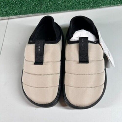 Crocs Classic Puff Mocs Beige Black Slip On Casual Comfort Shoes Womens 7 New