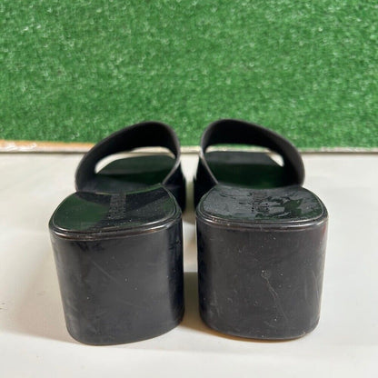 Steve Madden Harlin Platform Sandals Block Heel Slide On Mule Black Womens 7M