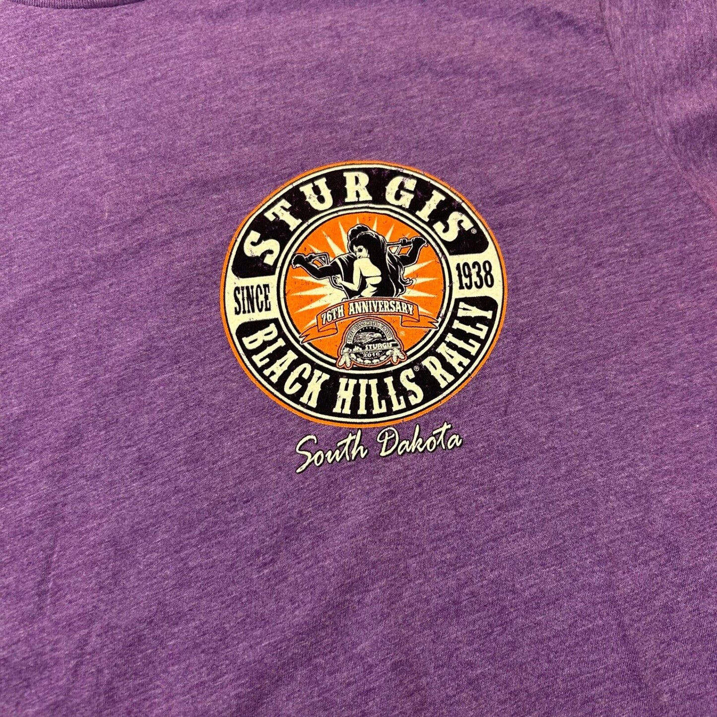Motorcycle Rally Sturgis Shirt Mens Extra Large Purple Short Sleeve South Dakota