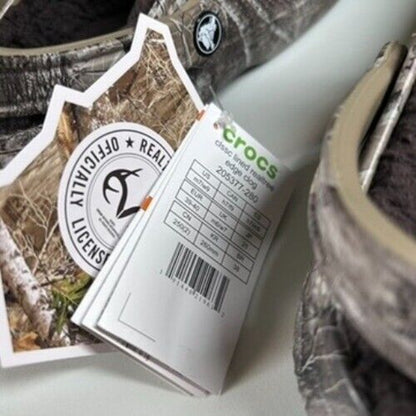 Crocs Classic Lined Clog Realtree Edge Camo Fuzzy Warm Shoes Brown Womens 9