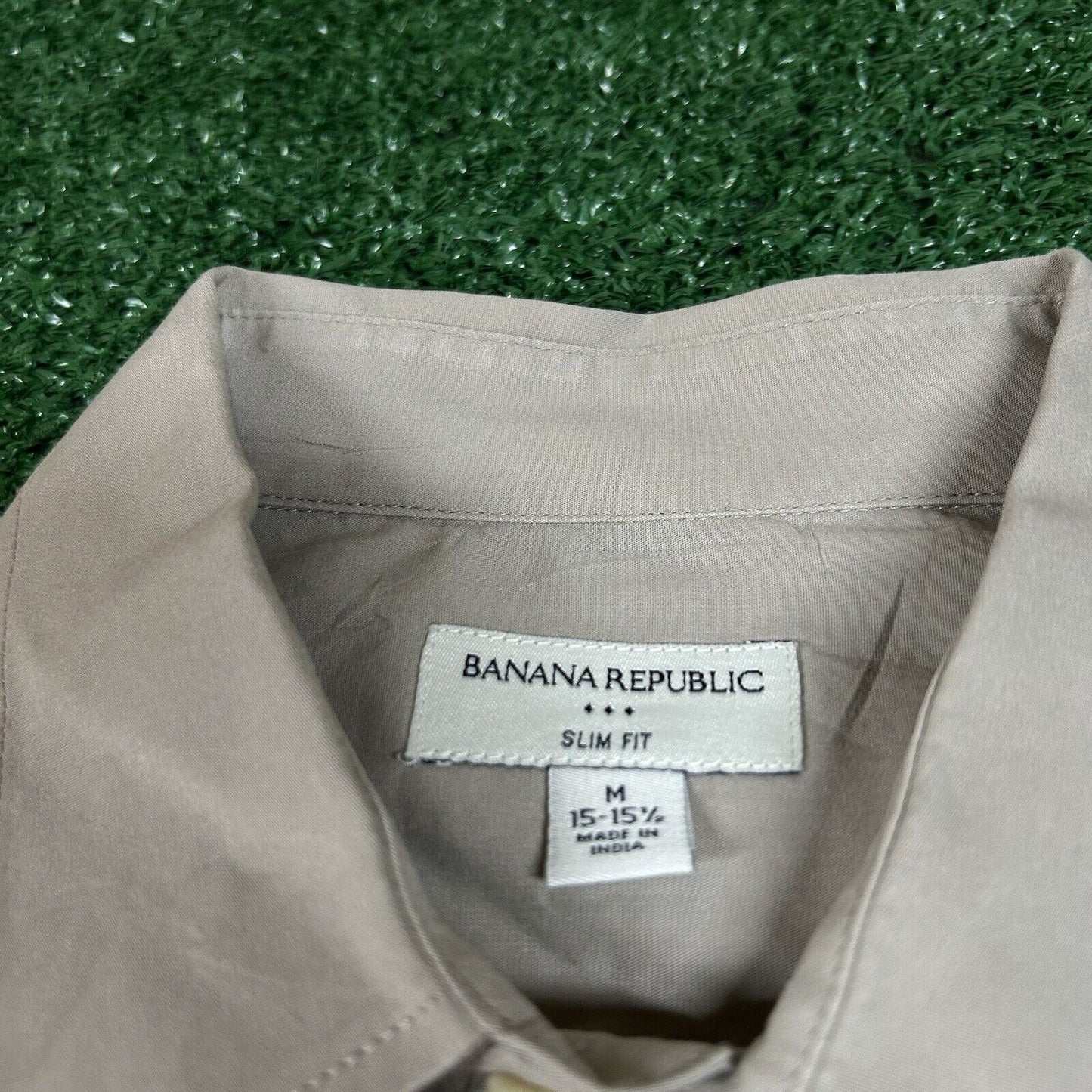 Banana Republic Shirt Mens Medium Gray/Brown Slim Fit Button Up Long Sleeve