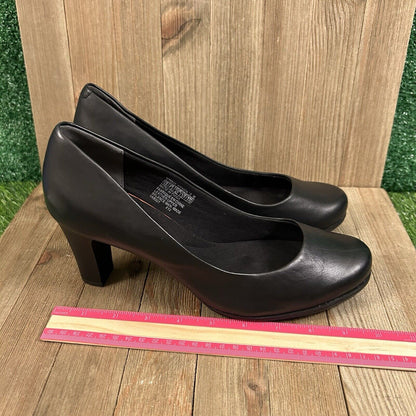 Rockport Total Motion Heels Womens 10 M Black Pumps Leather Slip On Comfort