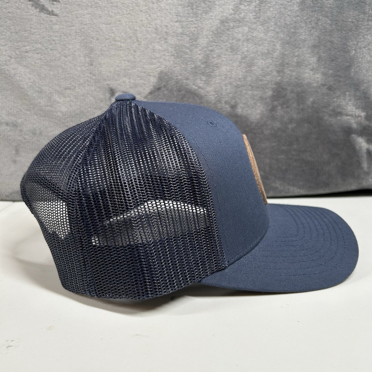 Adult Hockey Association Trucker Hat Cap Men Snapback Navy Leather Patch Yupoong