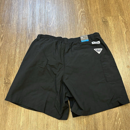 Columbia PFG Shorts Mens Medium 32" Black Relaxed Fit Outdoor Fishing Nylon New