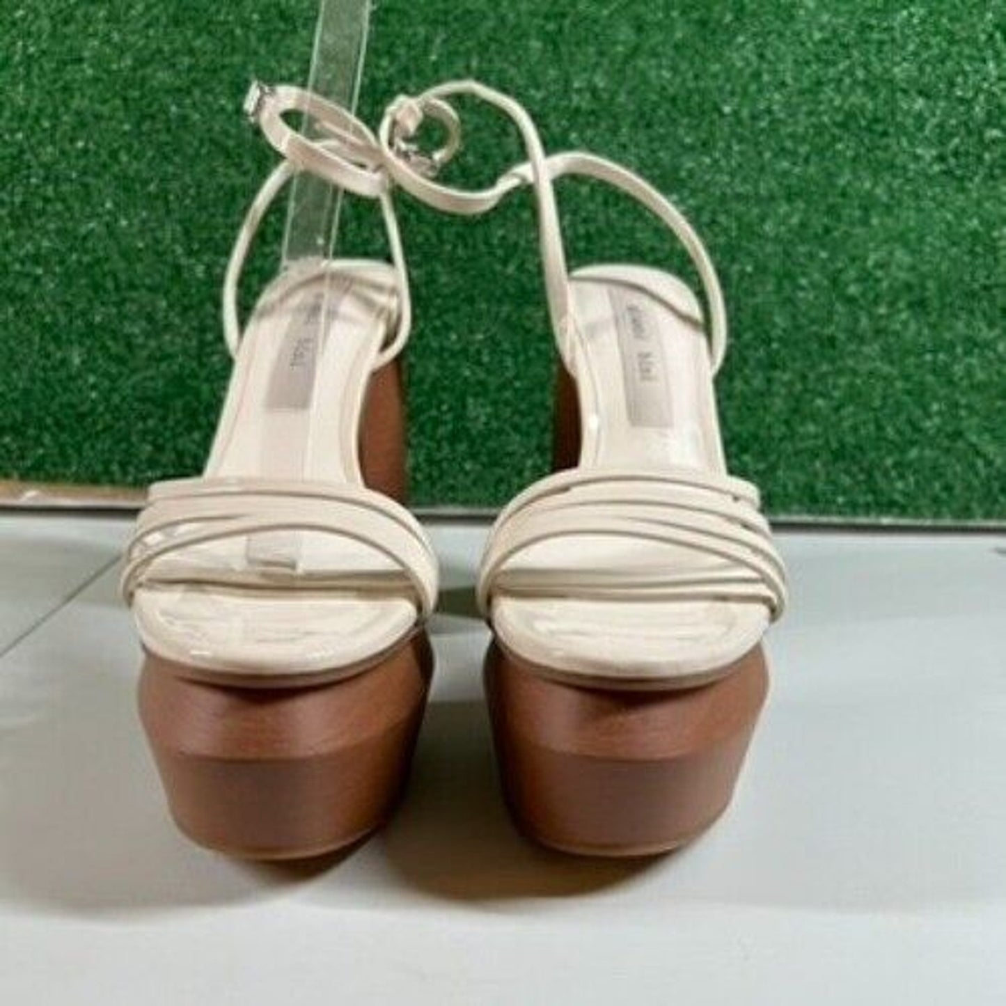Gianni Bini Parrish Platform Sandals Ankle Strap Chunky Heel Beige Womens 9 M