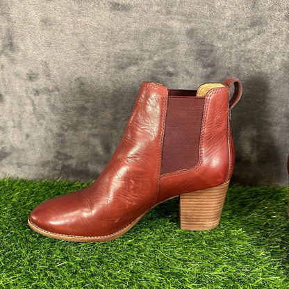 Madewell Reagan Chelsea Boots Womens 8.5 M Red Leather Ankle Booties Casual