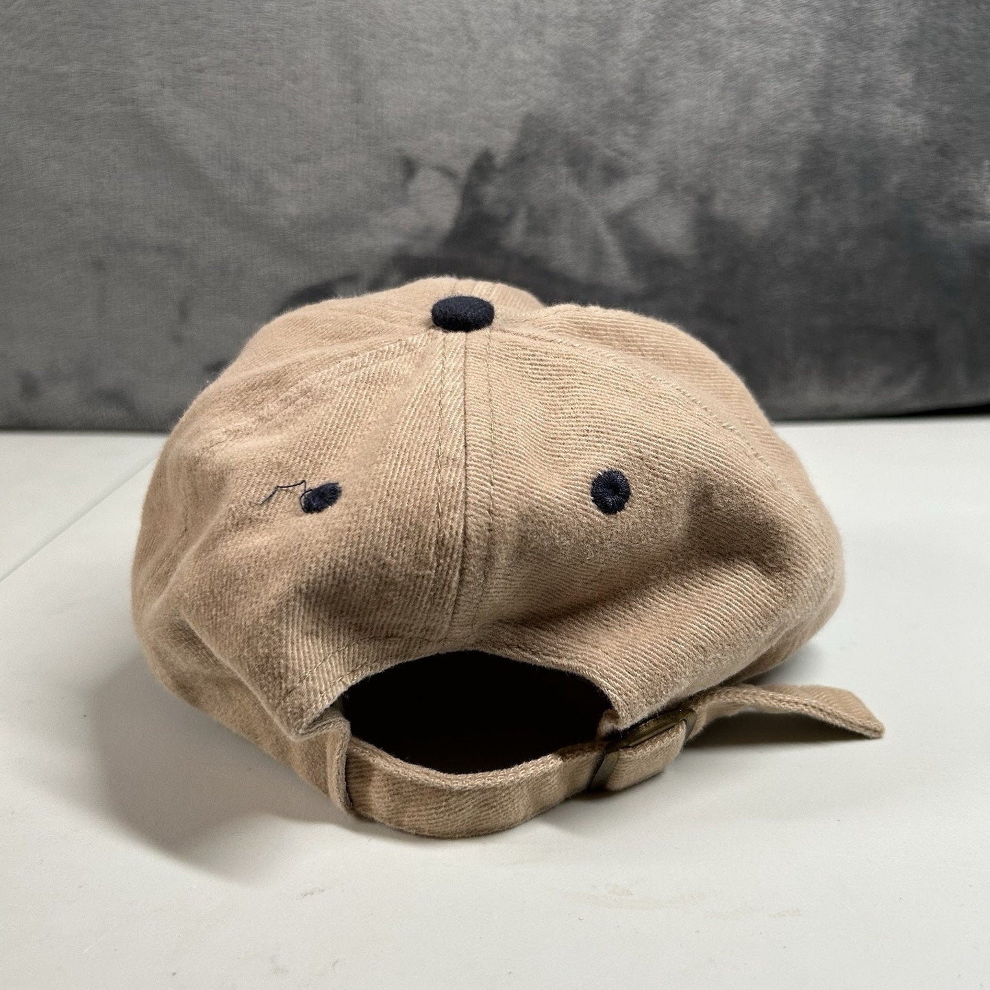 Vintage Pillsbury Baseball Hat Cap Mens Strap Back Beige Blue Retro Adjustable